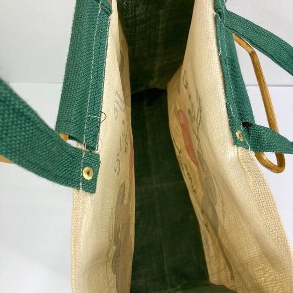 Vintage Handpainted Burlap Bag Christmas Angels Artist Signed Teresa Thibault - Picture 10 of 14